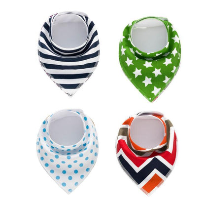 4pcs Printed Baby Bibs and Burp Cloth Set: Adorable and Absorbent Essentials