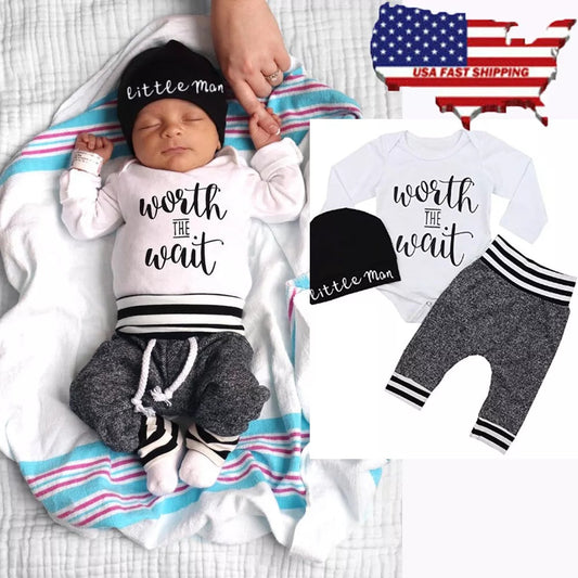 US Newborn Baby Boy & Girl Clothes Set | Tops, Romper, Bodysuit & Pants Outfits