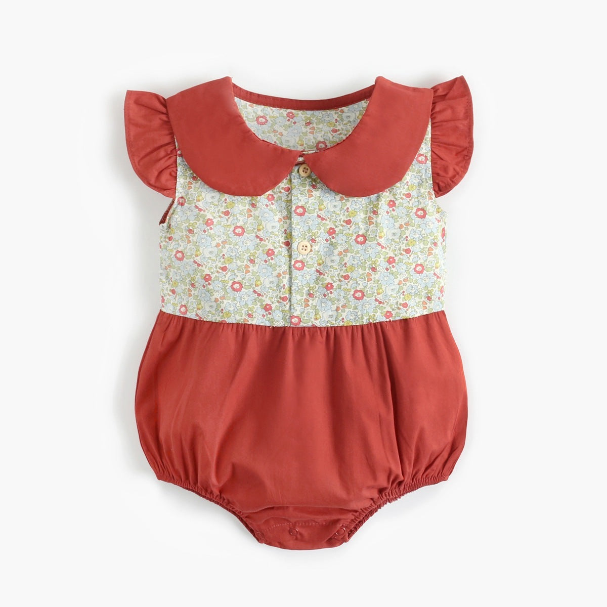 Adorable Baby Ruffled Short Sleeve Floral Printed Rompers