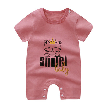 Adorable Cartoon Printed Baby Cotton Pullover Romper - Soft and Comfy