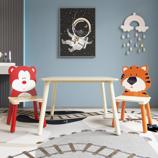 3-Piece Kids Wooden Table & Chair Set – Toddler Activity Play Furniture