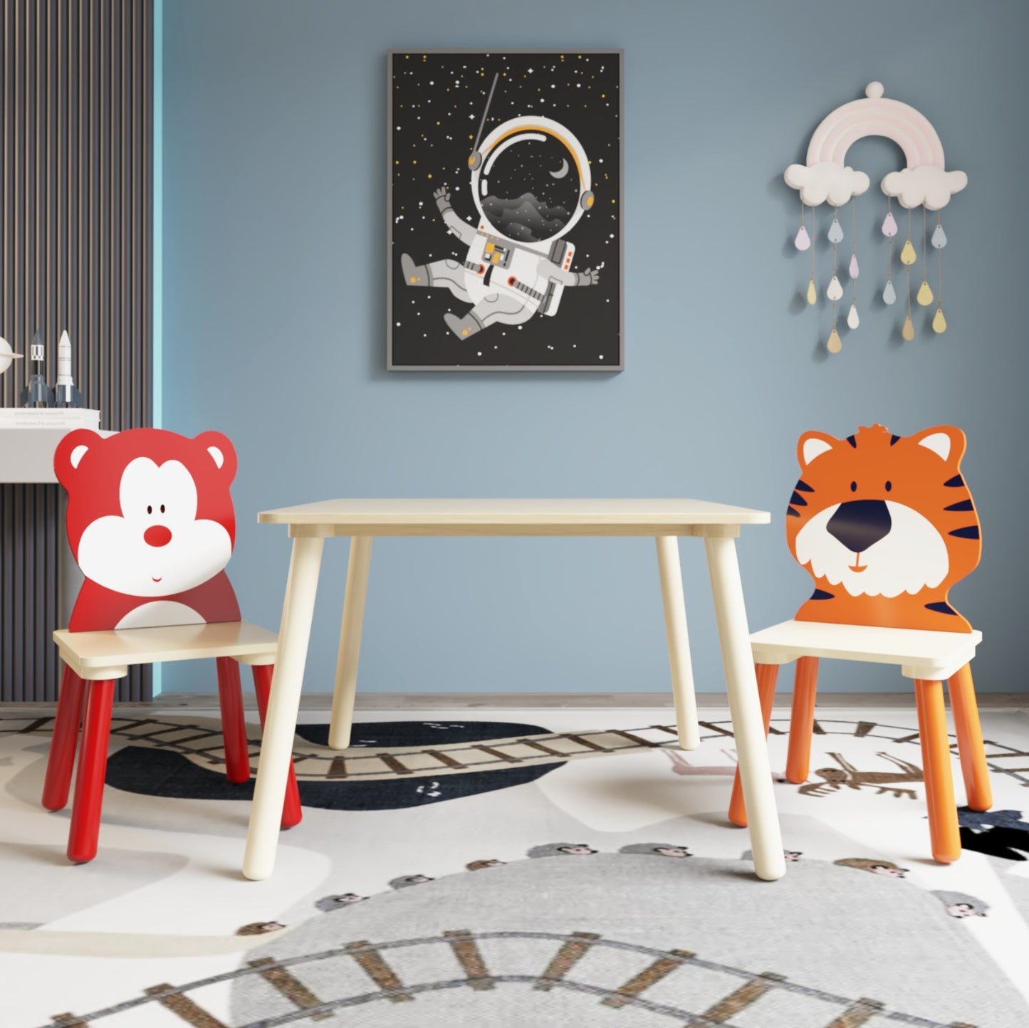 3-Piece Kids Wooden Table & Chair Set – Toddler Activity Play Furniture