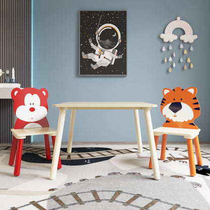 3-Piece Kids Wooden Table & Chair Set – Toddler Activity Play Furniture