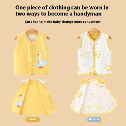 Pure Cotton Baby Reversible Vest for Spring, Summer, and Autumn - Newborn Wear