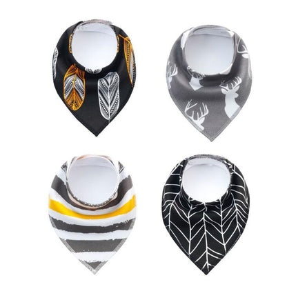 4pcs Printed Baby Bibs and Burp Cloth Set: Adorable and Absorbent Essentials
