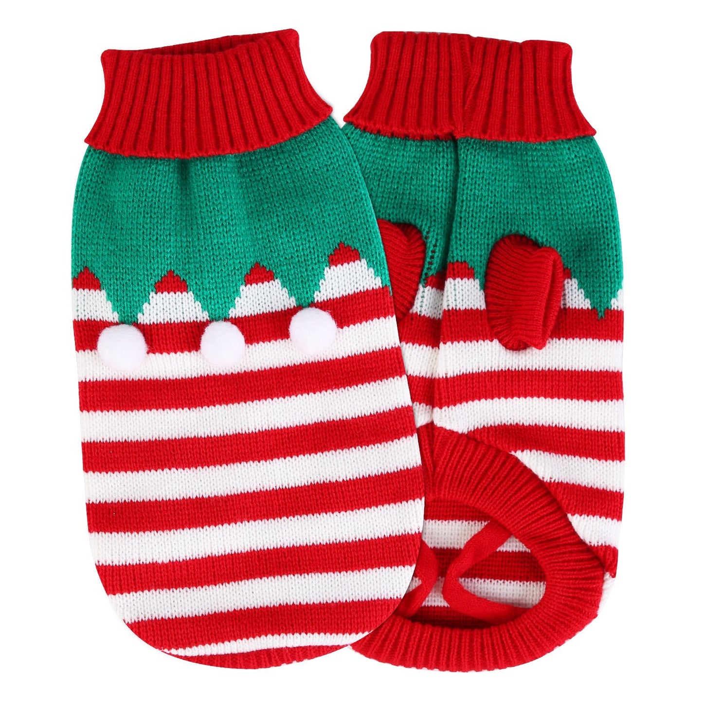 Pet Christmas Turtleneck Sweater | Snowman & Stripes Holiday Costume for Small Dogs & Cats