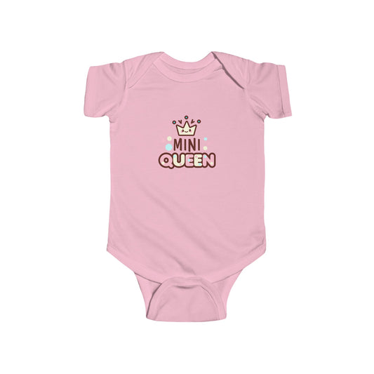 Mini Queen Baby Onesie - Adorable Crown Print Infant Bodysuit for Girls