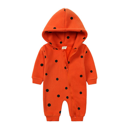 Fashion Hooded Baby Long Sleeve Fleece Jumpsuit | Cozy Infant Wear