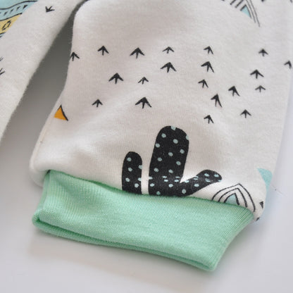 Spring Baby Printed Cotton Long-Sleeved Jumpsuit: Comfortable & Stylish!