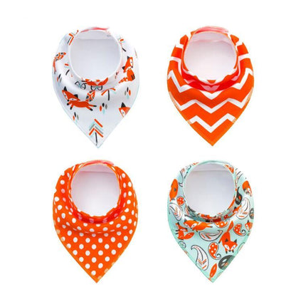 4pcs Printed Baby Bibs and Burp Cloth Set: Adorable and Absorbent Essentials