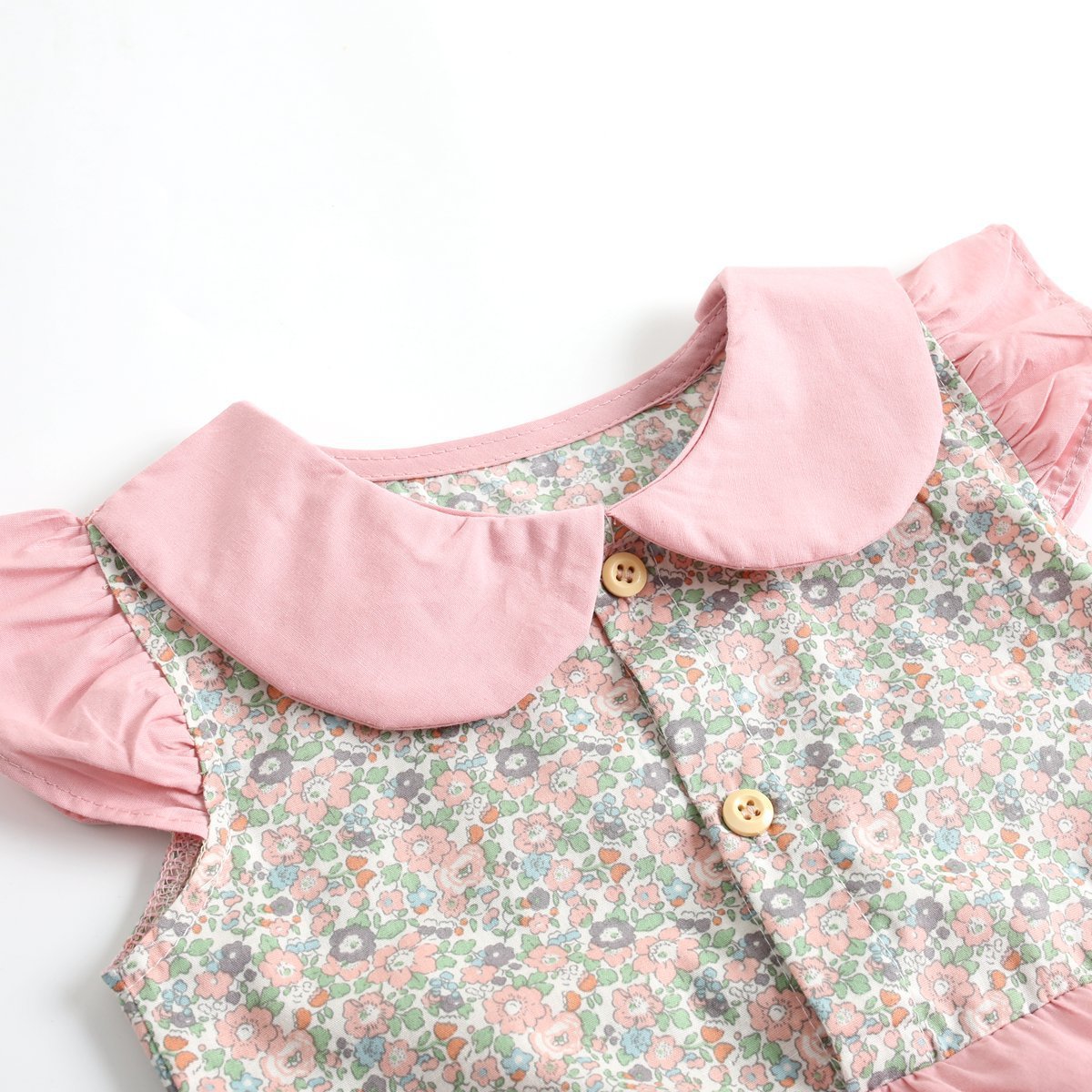 Adorable Baby Ruffled Short Sleeve Floral Printed Rompers