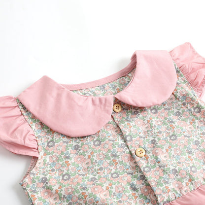 Adorable Baby Ruffled Short Sleeve Floral Printed Rompers