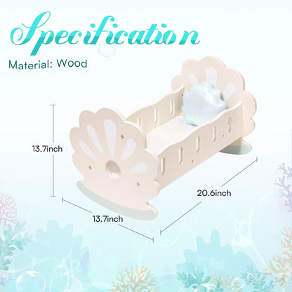 Baby Doll Crib, Baby Doll Bed, Doll Rocking Cradle Baby Doll Accessories Furniture With Bedding For 18 Inch Dolls