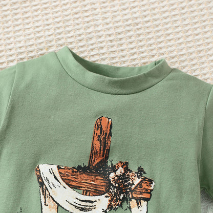 Infant Summer Horse Print Short Sleeve Romper