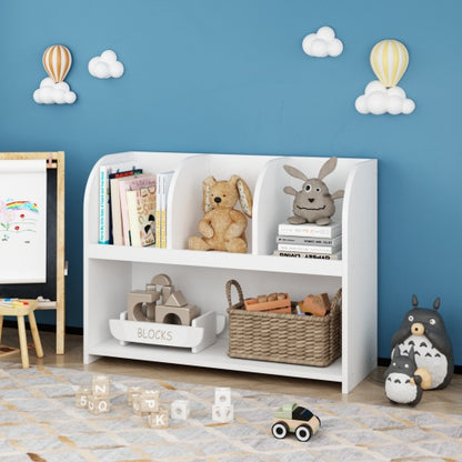 Kids Bookcase with 4 Compartments – Multi-Purpose MDF Storage Shelf with Wall Safety Buckle