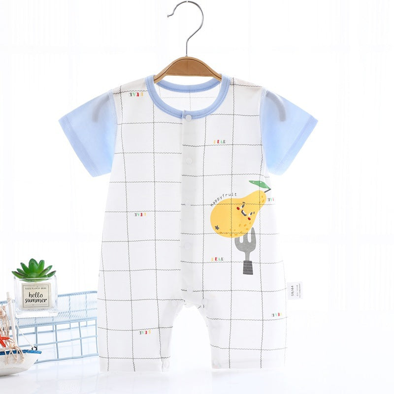Printed Pure Cotton Summer One-Piece Short Sleeve Baby Jumpsuit