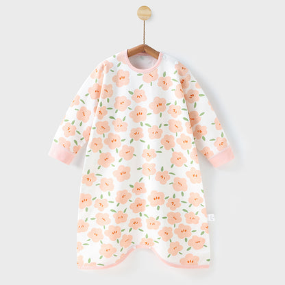 Cozy and Cute: Children's Printed Cotton Long-Sleeved Jumpsuit for Stylish Autumn Home Wear!