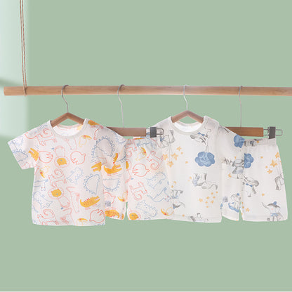 Comfortable Baby Cute Printed Home Wear Pajamas: Pure Cotton Thin Fabric