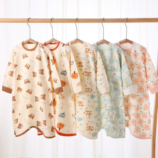 Cozy and Cute: Children's Printed Cotton Long-Sleeved Jumpsuit for Stylish Autumn Home Wear!