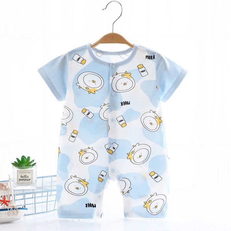 Printed Pure Cotton Summer One-Piece Short Sleeve Baby Jumpsuit
