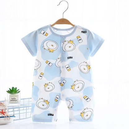 Printed Pure Cotton Summer One-Piece Short Sleeve Baby Jumpsuit
