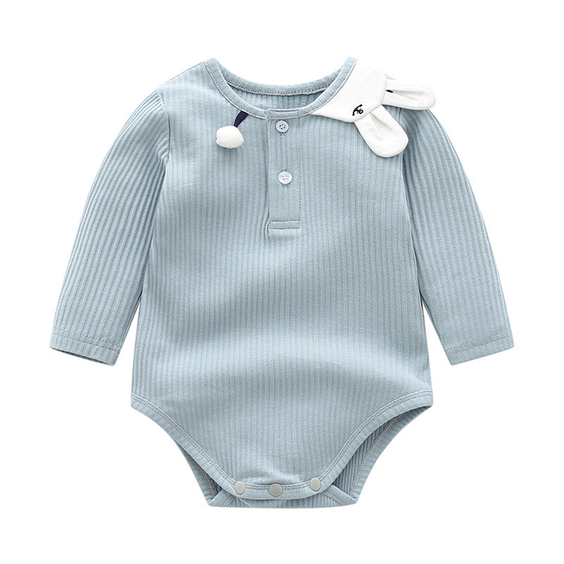 Spring Cotton Baby Jumpsuit with Bunny Shoulder Patch