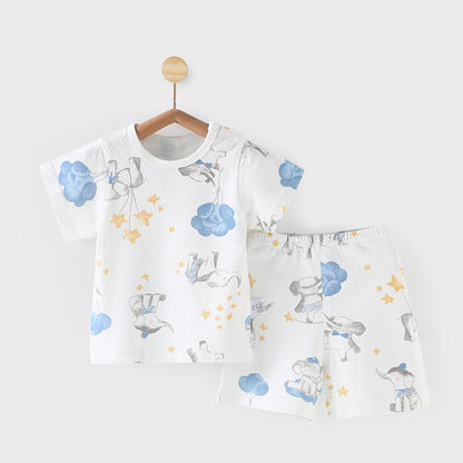 Comfortable Baby Cute Printed Home Wear Pajamas: Pure Cotton Thin Fabric