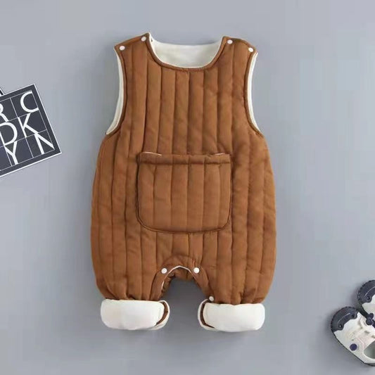 Cozy Fleece-lined Quilted Newborn Overalls | Autumn & Winter Baby Outerwear
