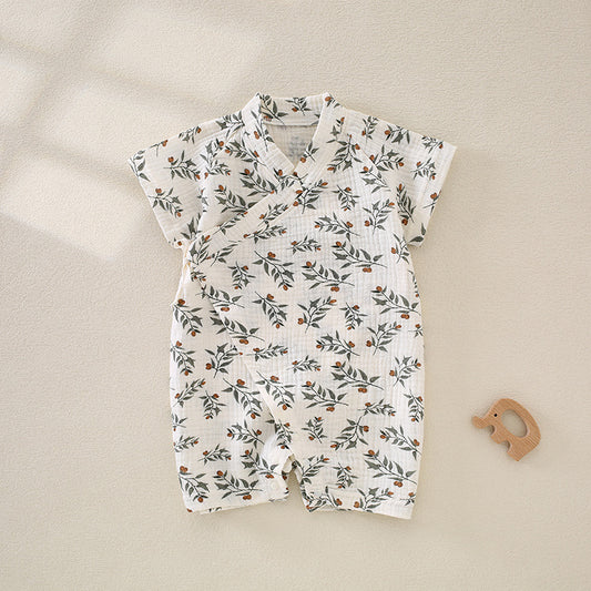 Charming Baby Printed Kimono Style Jumpsuit in Pure Cotton