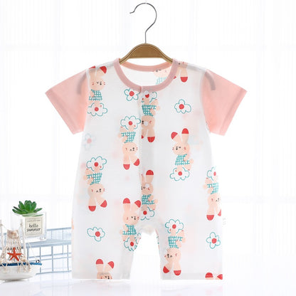 Printed Pure Cotton Summer One-Piece Short Sleeve Baby Jumpsuit