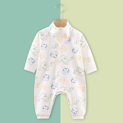 Printed Double-layer Cotton Baby Long-sleeved Romper - Soft & Cozy