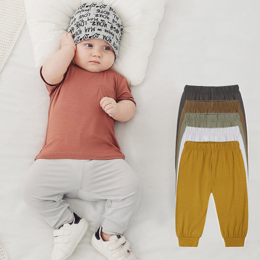 Bamboo Fiber Spring and Autumn Baby Casual Trousers: Comfortable Outerwear