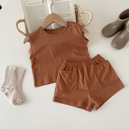 INS Simple Vest Two-Piece Set: Nordic Style Sports Apparel for Infants