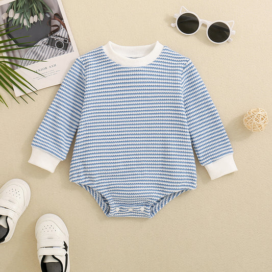 Baby Boys & Girls Long Sleeve Multi-Color Stripe Pattern Triangle Jumpsuit