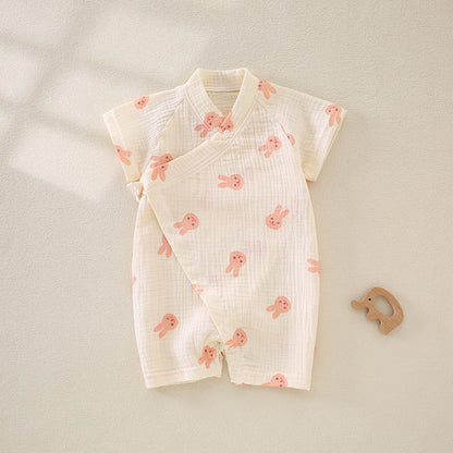 Charming Baby Printed Kimono Style Jumpsuit in Pure Cotton