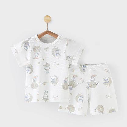 Comfortable Baby Cute Printed Home Wear Pajamas: Pure Cotton Thin Fabric