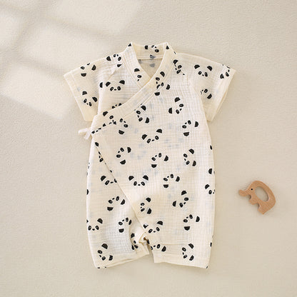Charming Baby Printed Kimono Style Jumpsuit in Pure Cotton