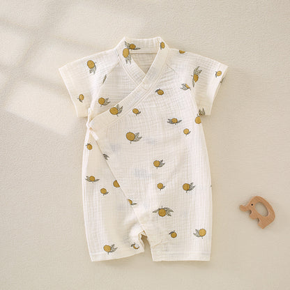 Charming Baby Printed Kimono Style Jumpsuit in Pure Cotton