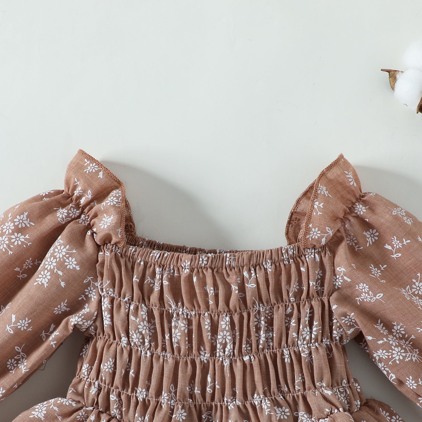 Girls' Floral Smocked Off-Shoulder Romper Dress