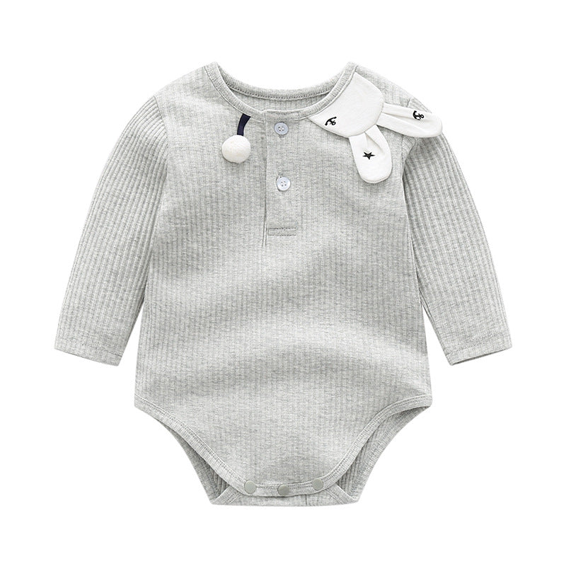 Spring Cotton Baby Jumpsuit with Bunny Shoulder Patch