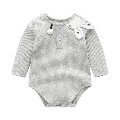 Spring Cotton Baby Jumpsuit with Bunny Shoulder Patch