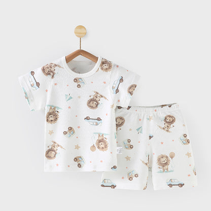 Comfortable Baby Cute Printed Home Wear Pajamas: Pure Cotton Thin Fabric