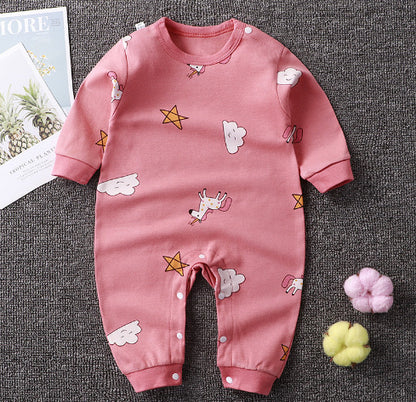 Long Sleeve Cartoon Printed Romper to Keep Your Baby Warm