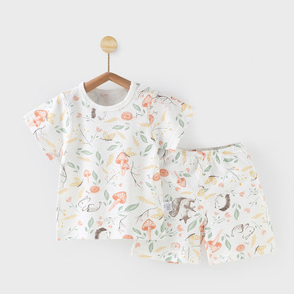 Comfortable Baby Cute Printed Home Wear Pajamas: Pure Cotton Thin Fabric