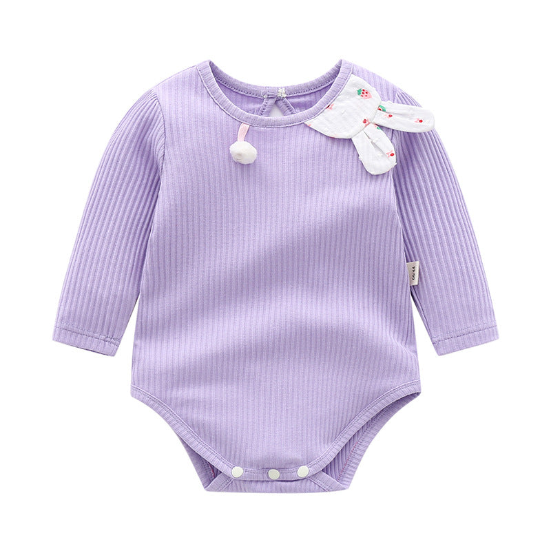 Spring Cotton Baby Jumpsuit with Bunny Shoulder Patch