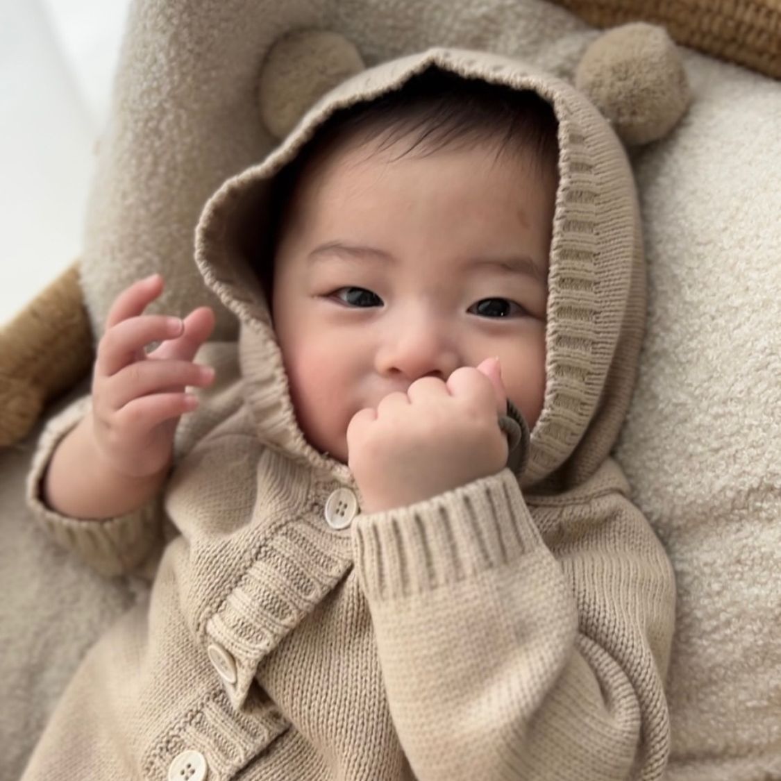 Ins Style Bear Shape Children's Knitted Sweater Baby Romper