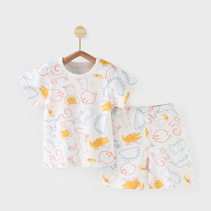 Comfortable Baby Cute Printed Home Wear Pajamas: Pure Cotton Thin Fabric