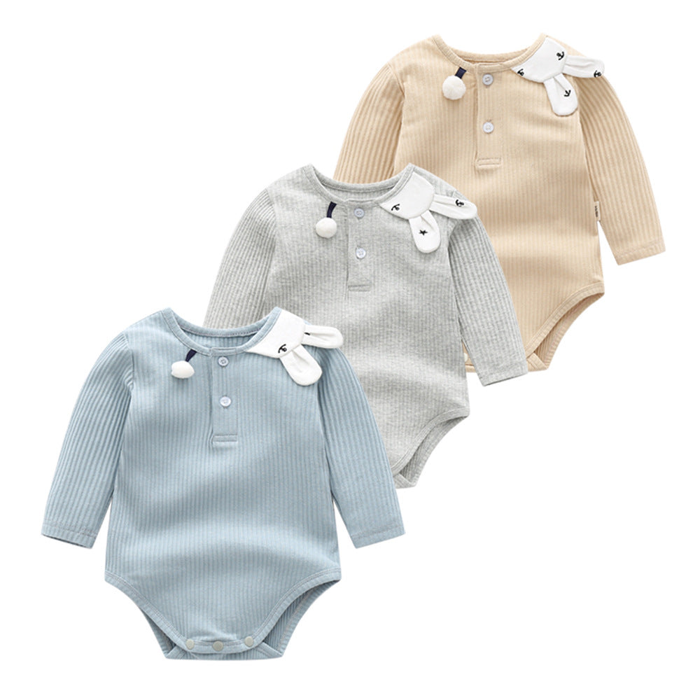 Spring Cotton Baby Jumpsuit with Bunny Shoulder Patch