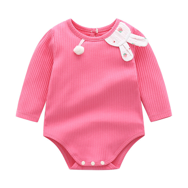 Spring Cotton Baby Jumpsuit with Bunny Shoulder Patch