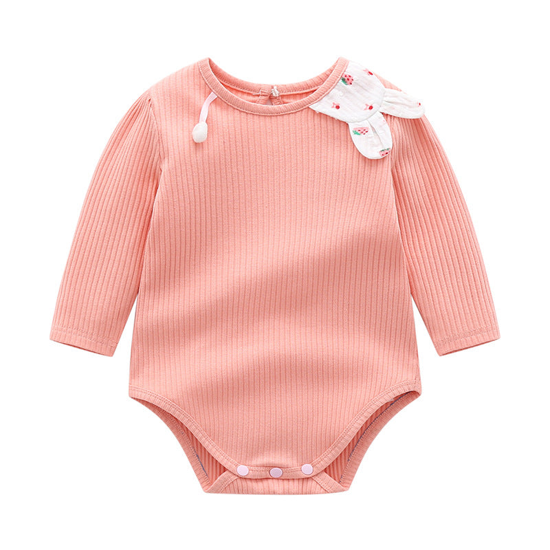 Spring Cotton Baby Jumpsuit with Bunny Shoulder Patch